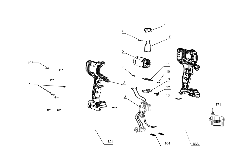 Exploded Diagram A Diagram and Parts List for BDCDMT1212KITC1 Type 2 Black and Decker Drill